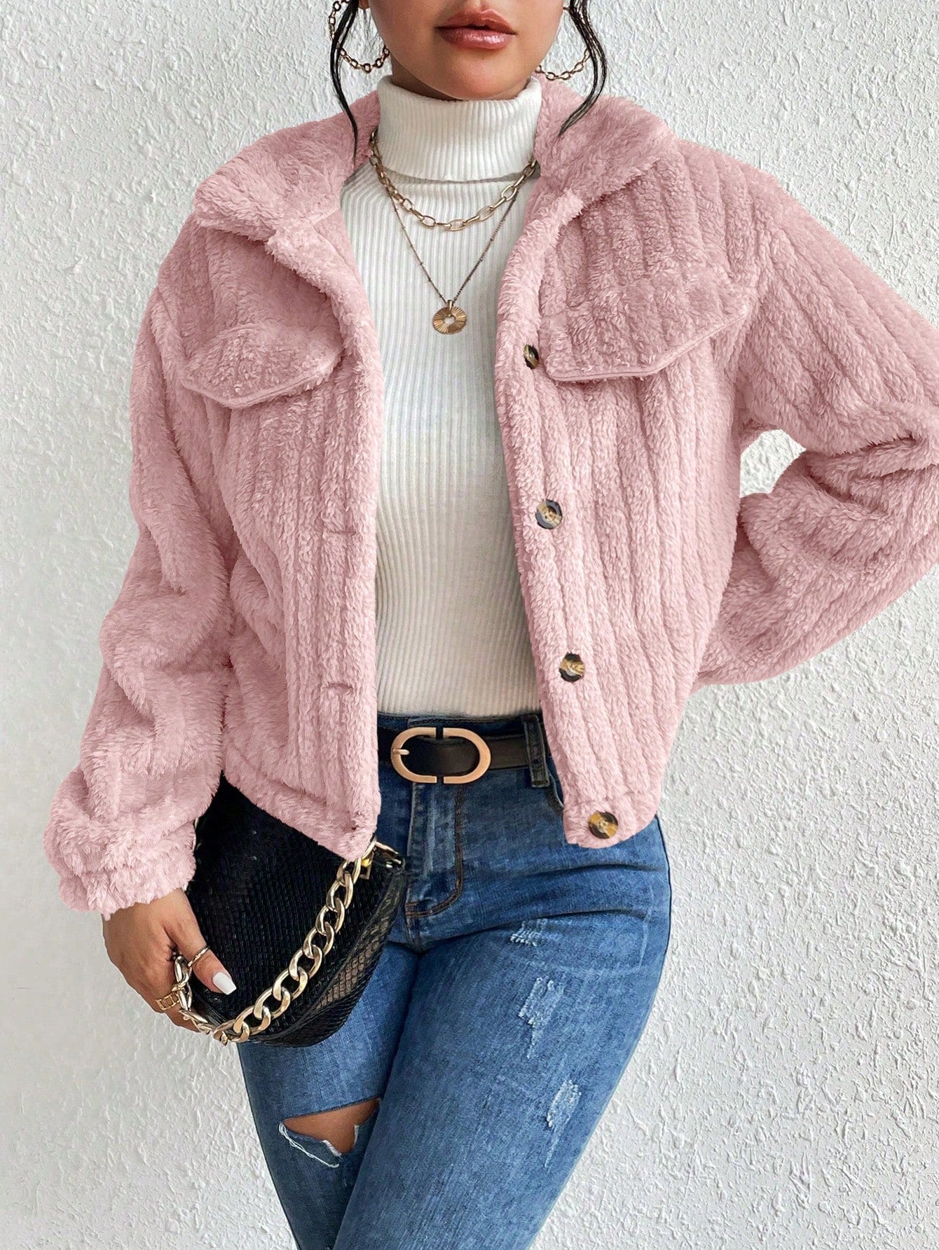 Solid Color Plush Jacket