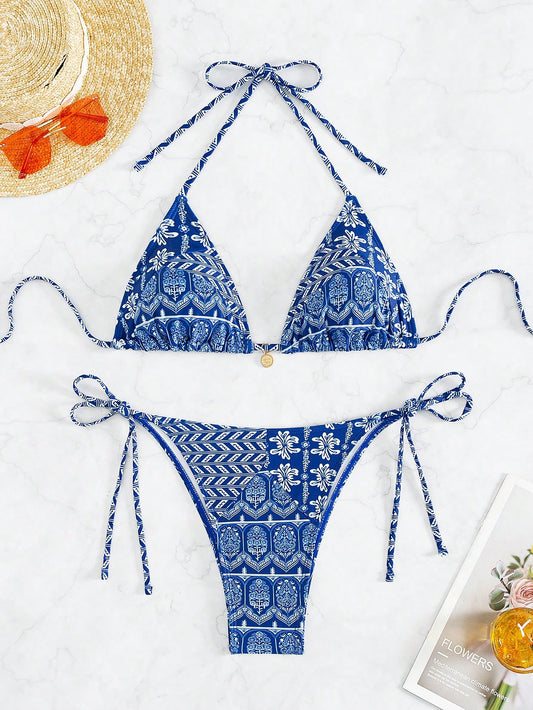 Swim Summer Beach Floral Printed Swimwear Set