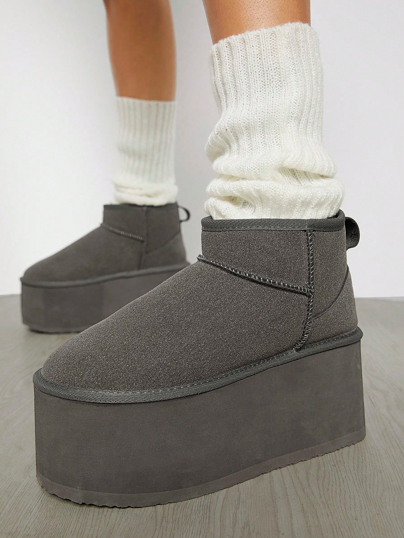 Suedette Slip On Ankle Booties