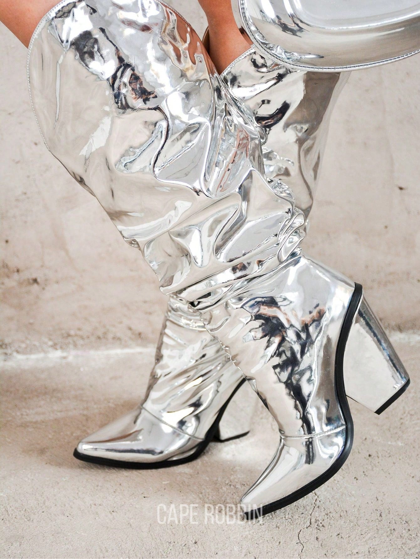 Metallic Mid Block Heel Booties