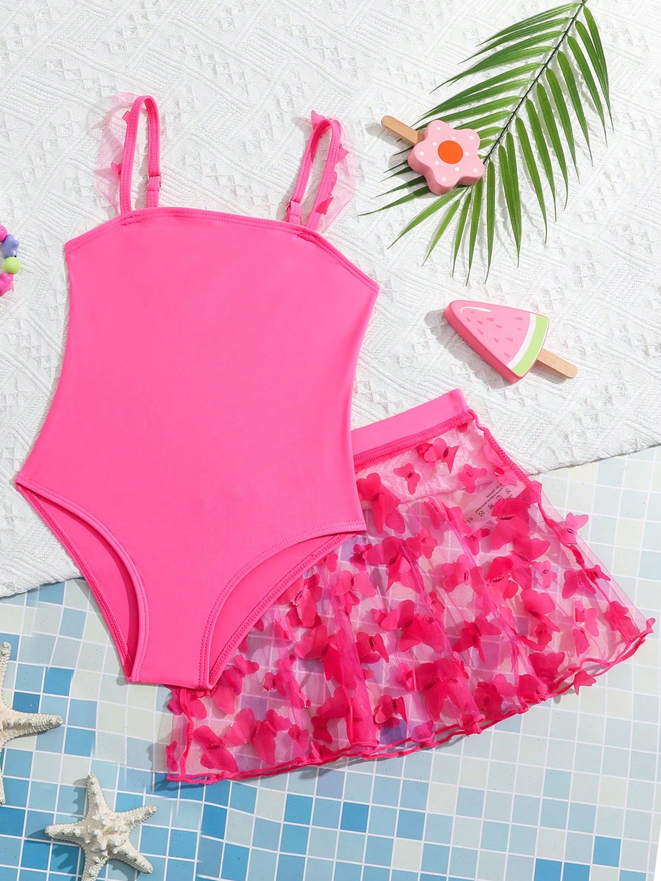 Young Girl Solid Color One-Piece Swimsuit With Spaghetti Straps, Suitable For Summer Seaside And Swimming Pool