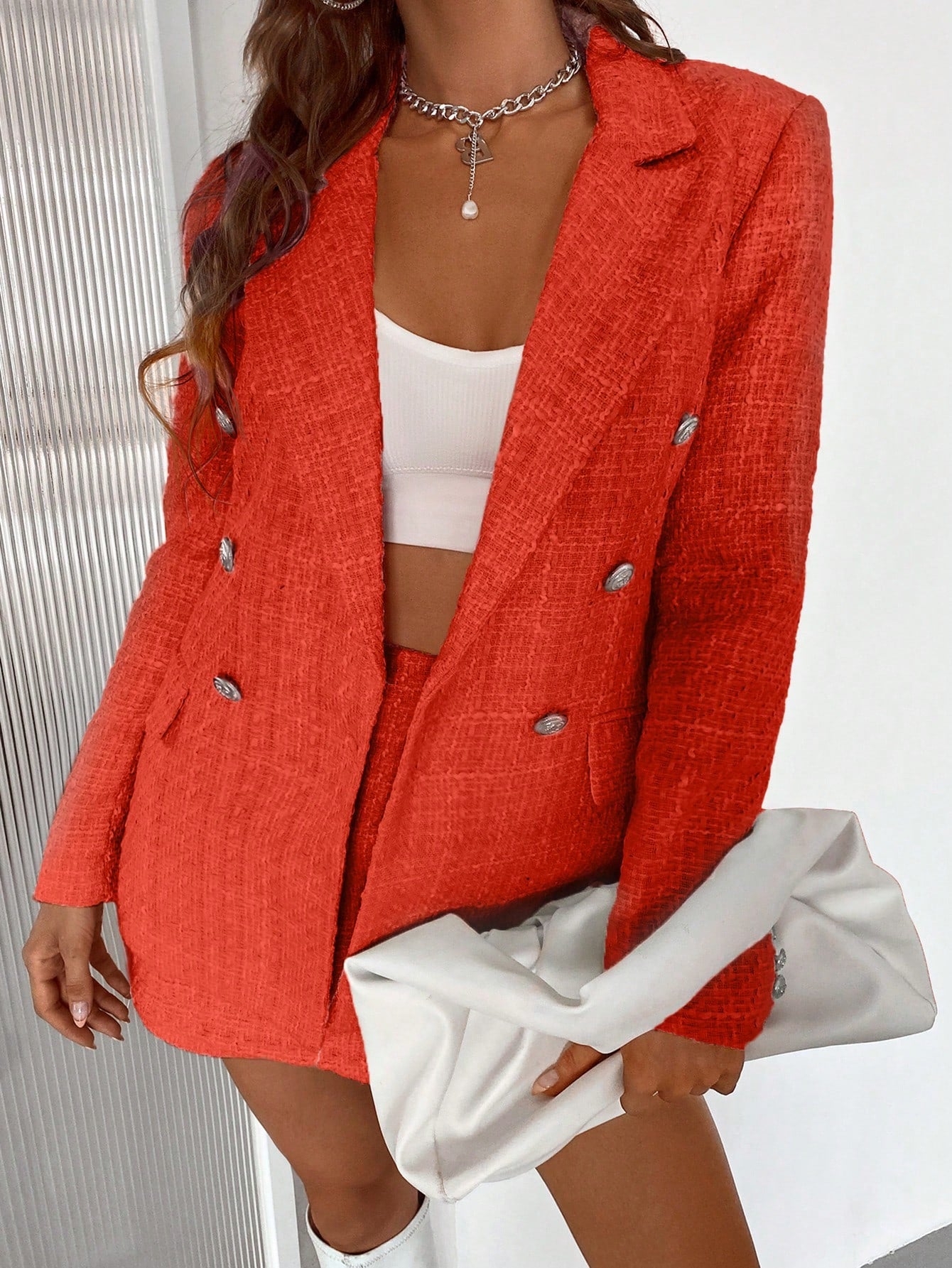 BIZwear Double Button Tweed Blazer Workwear