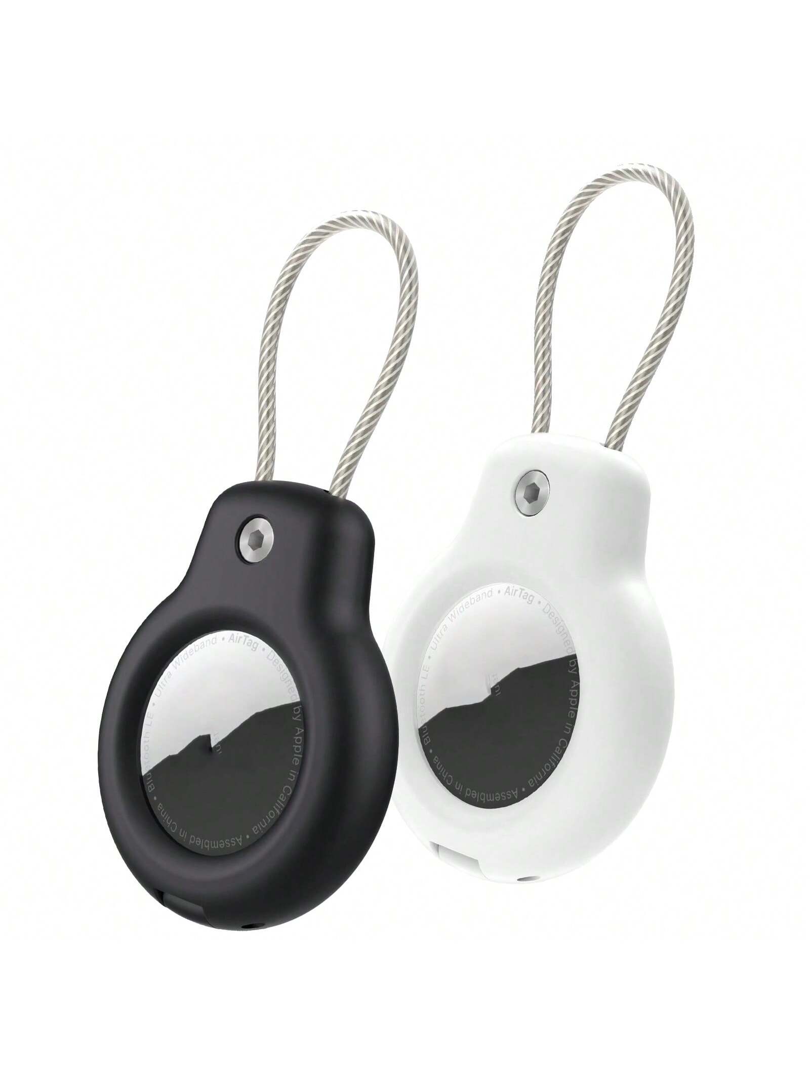 2 Piece Set ,Air Tag Case Compatible With Apple Airtags Pendant Keyring Hard Plastic PC Airtag Pendant Strong And Robust Airtags Accessories Pack.Portable/Travel.Keychain Pendant.Contains Fixed Tool.Fall Decor,For Easter Gifts.(Black+White)