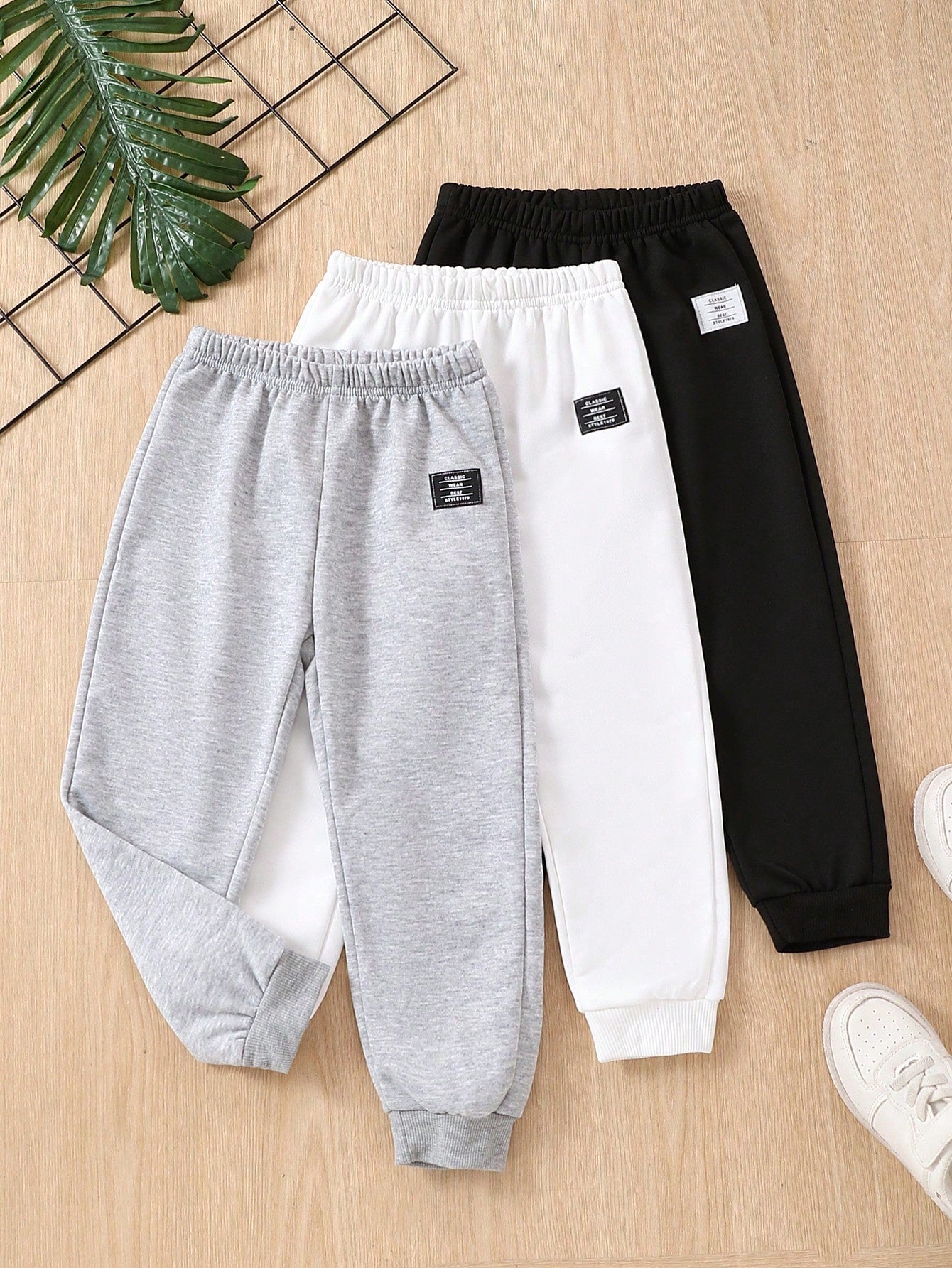 Young Boy Basic Casual Versatile 3pcs Sweatpants