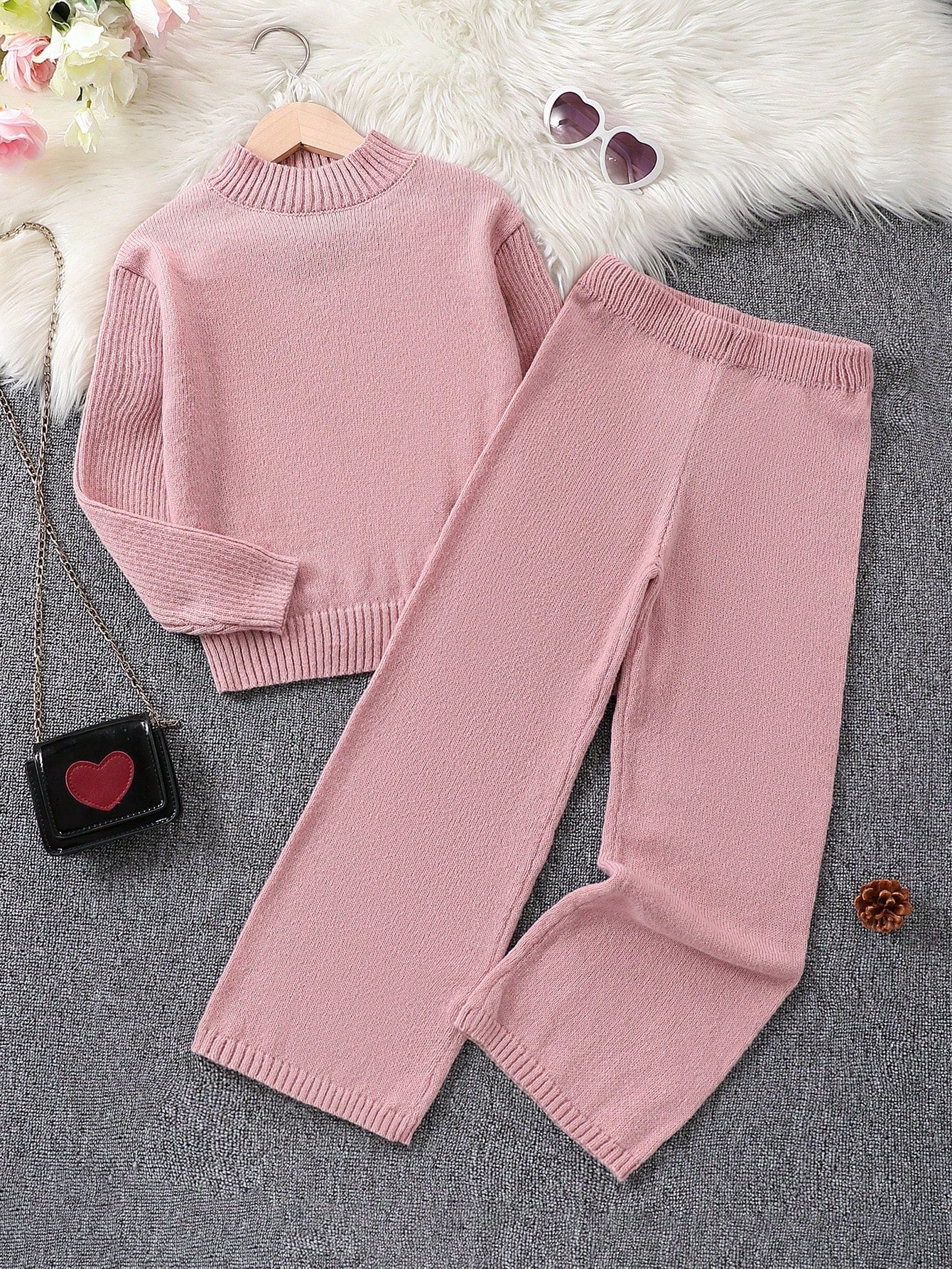 Tween Girl Mock Neck Sweater & Knit Pants