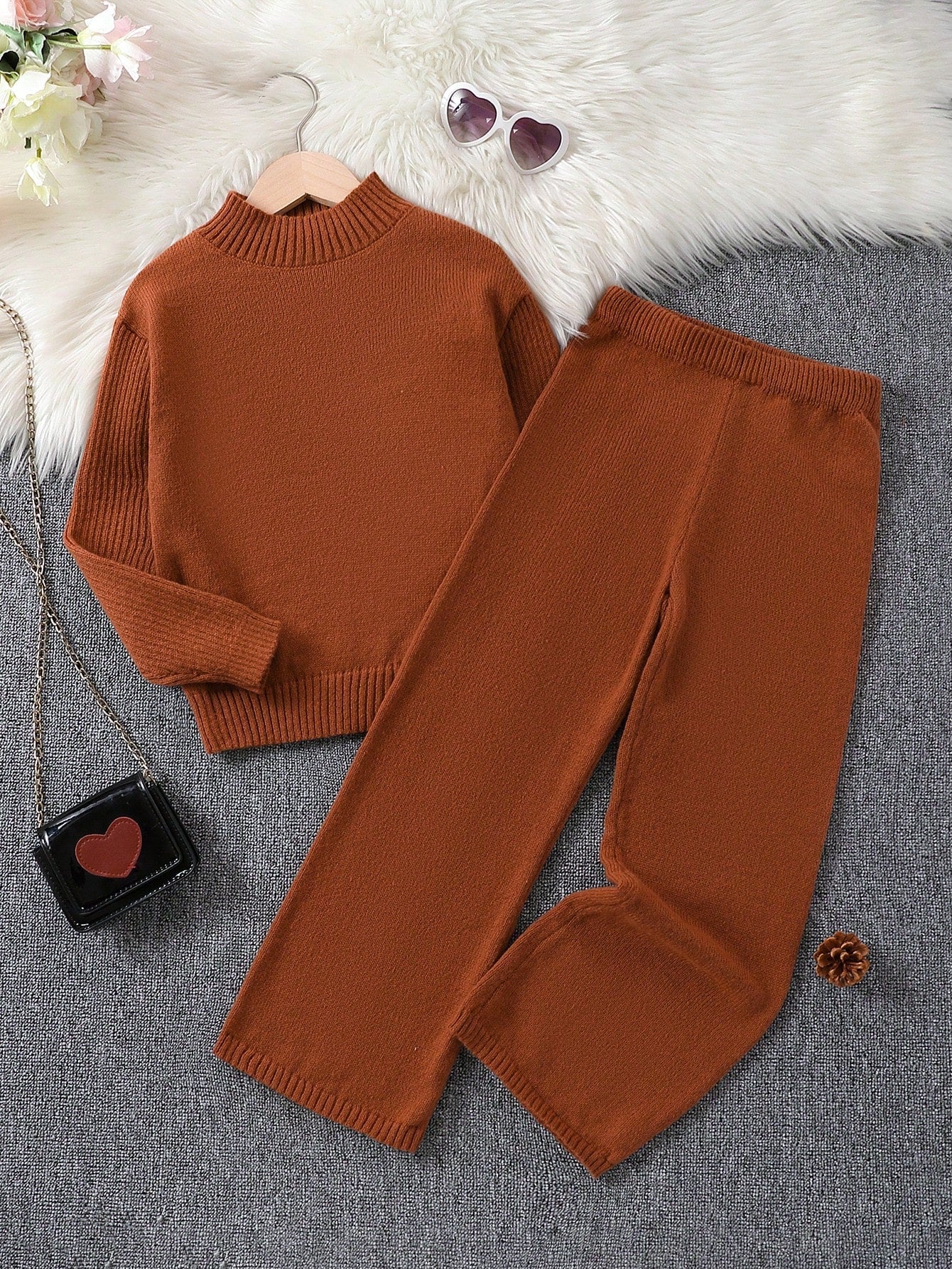 Tween Girl Mock Neck Sweater & Knit Pants