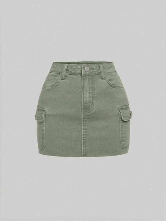 Teen Girls' Denim Utility Pocket Skirt