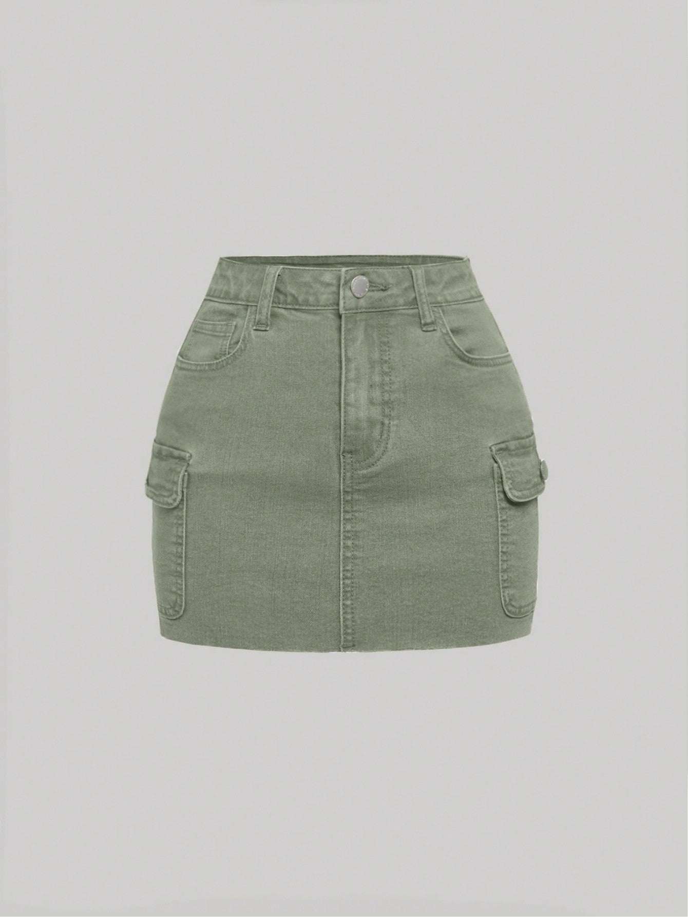 Teen Girl Flap Pocket Denim Skirt