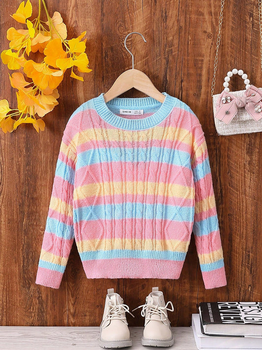 Toddler Girls' Color-block Striped Sweater