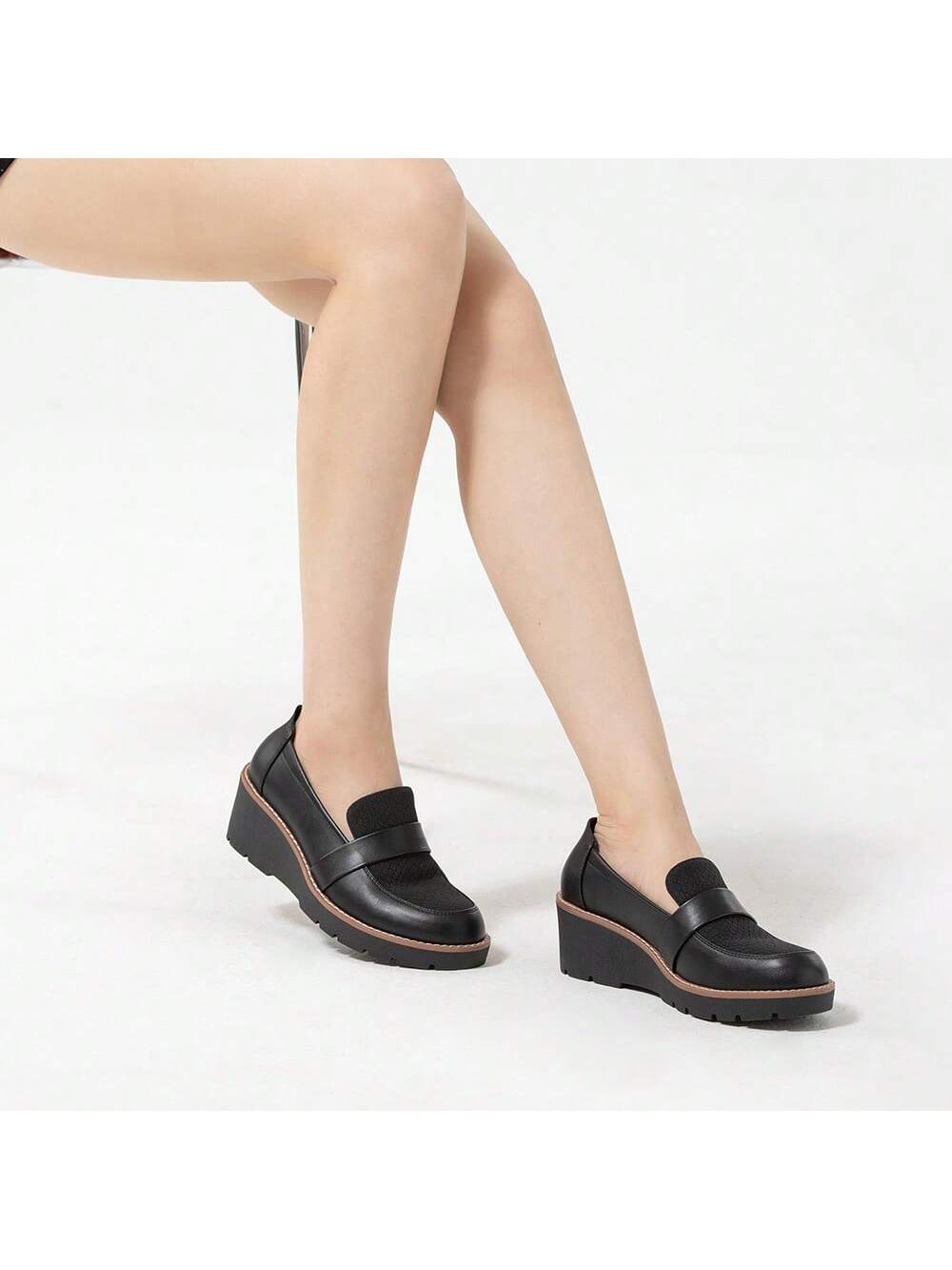 Women's Platform Penny Loafers Casual Comfort Slip On Leather Loafers Business Work Dress Shoes