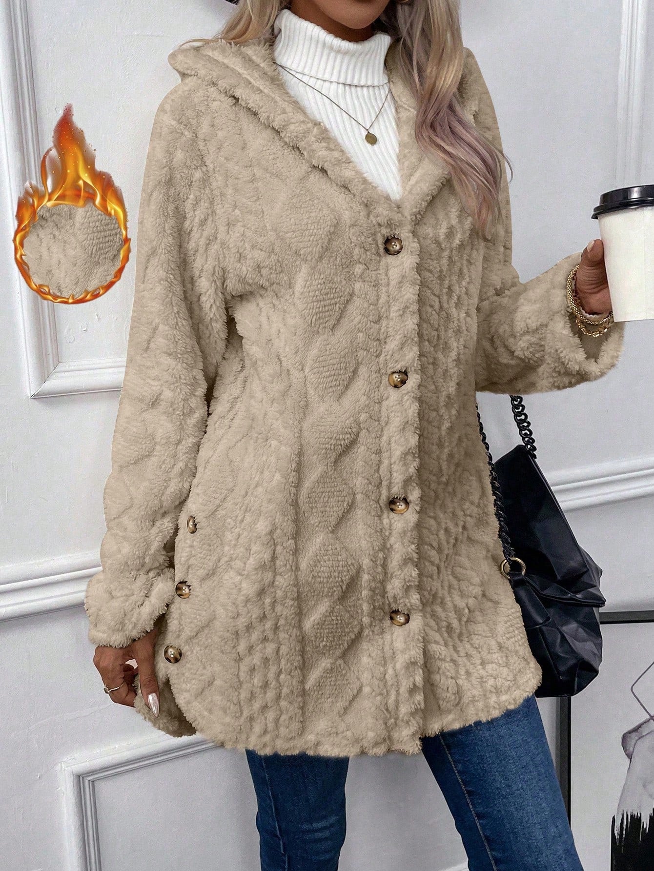 Women's Hooded Plush Coat