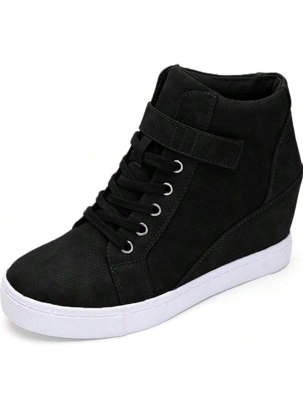 Women's Lace Up Wedge Sneakers High Top Fashion Sneakers Ankle Booties