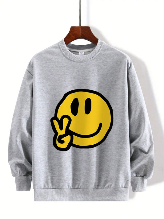 Tween Boy Street Style Cool Printed Crew Neck Sweatshirt For Casual And Autumn/Winter