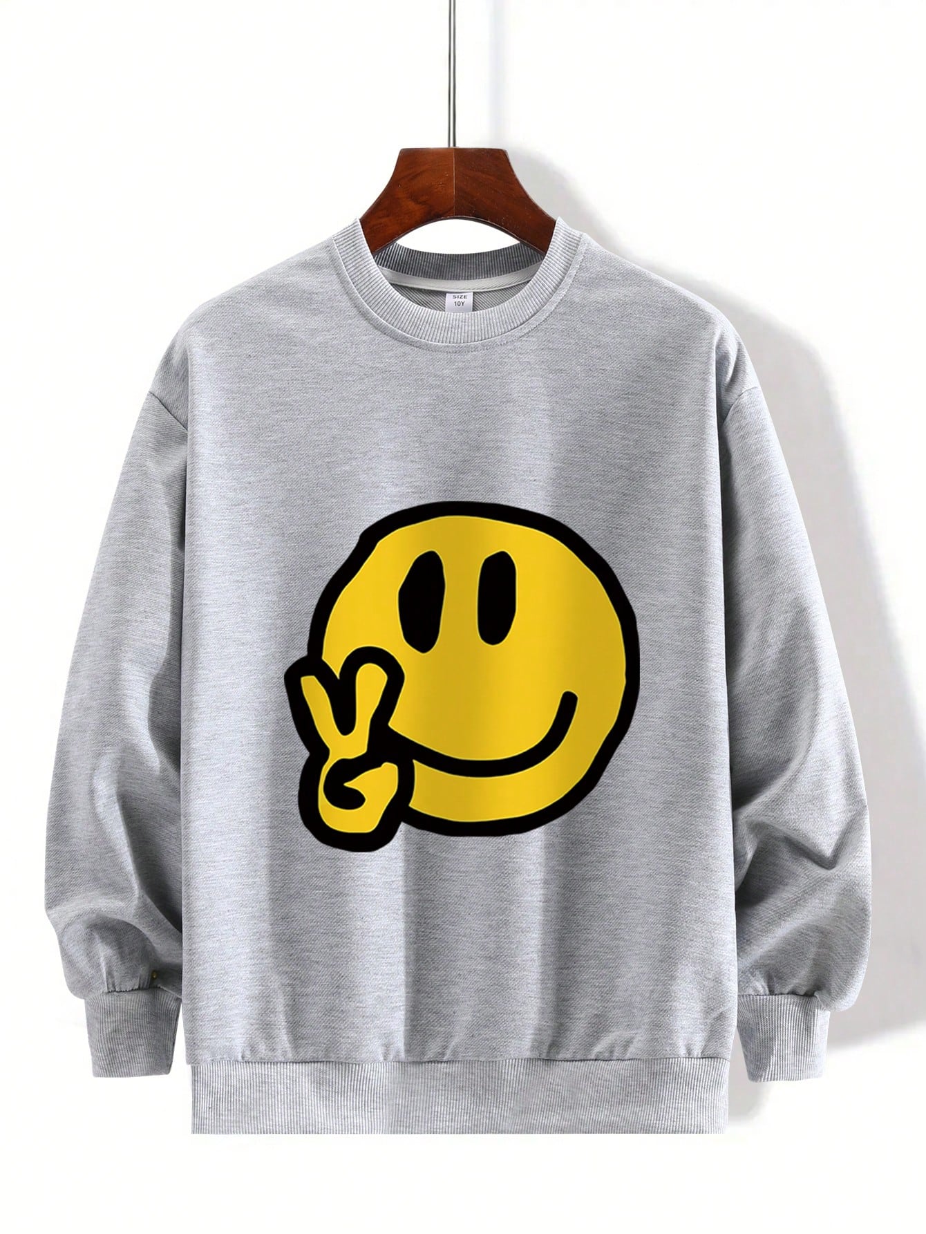 Tween Boys' Cool Street Style Printed Round Neck Sweatshirt, Casual Wear For Autumn And Winter