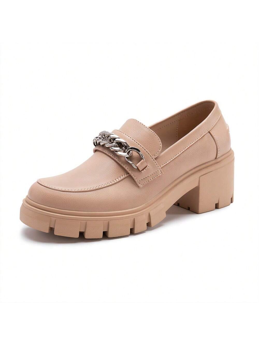 Women's Platform Loafers Shoes Slip On Lug Sole Chunky With Chain Round Toe Business Work Court Wedges