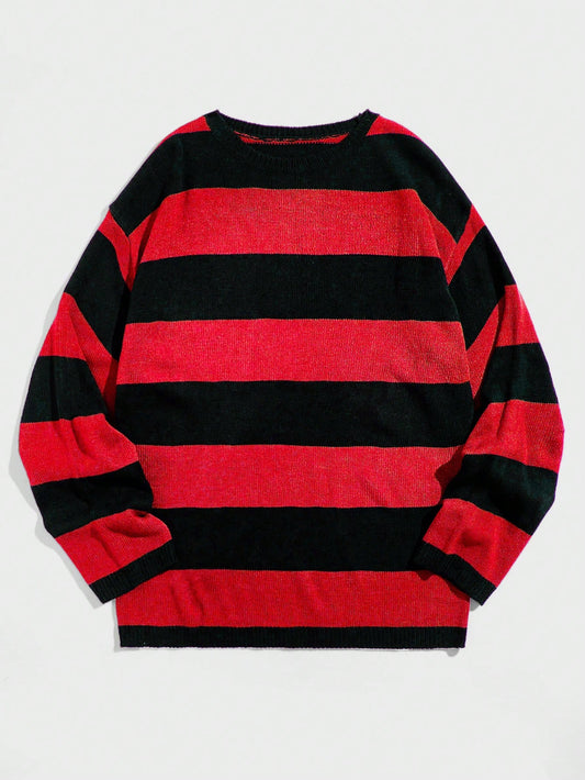 Punk Men Striped Pullover Sweater