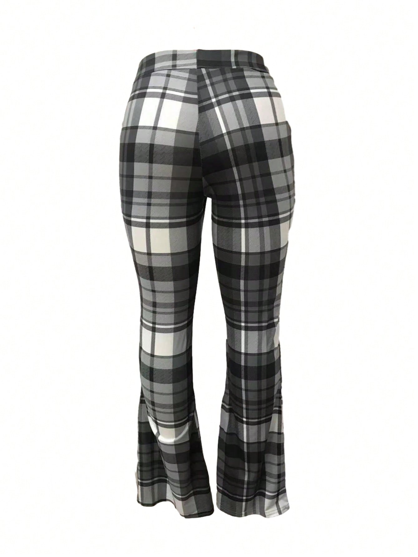 Plus Size High-waisted Plaid Pants