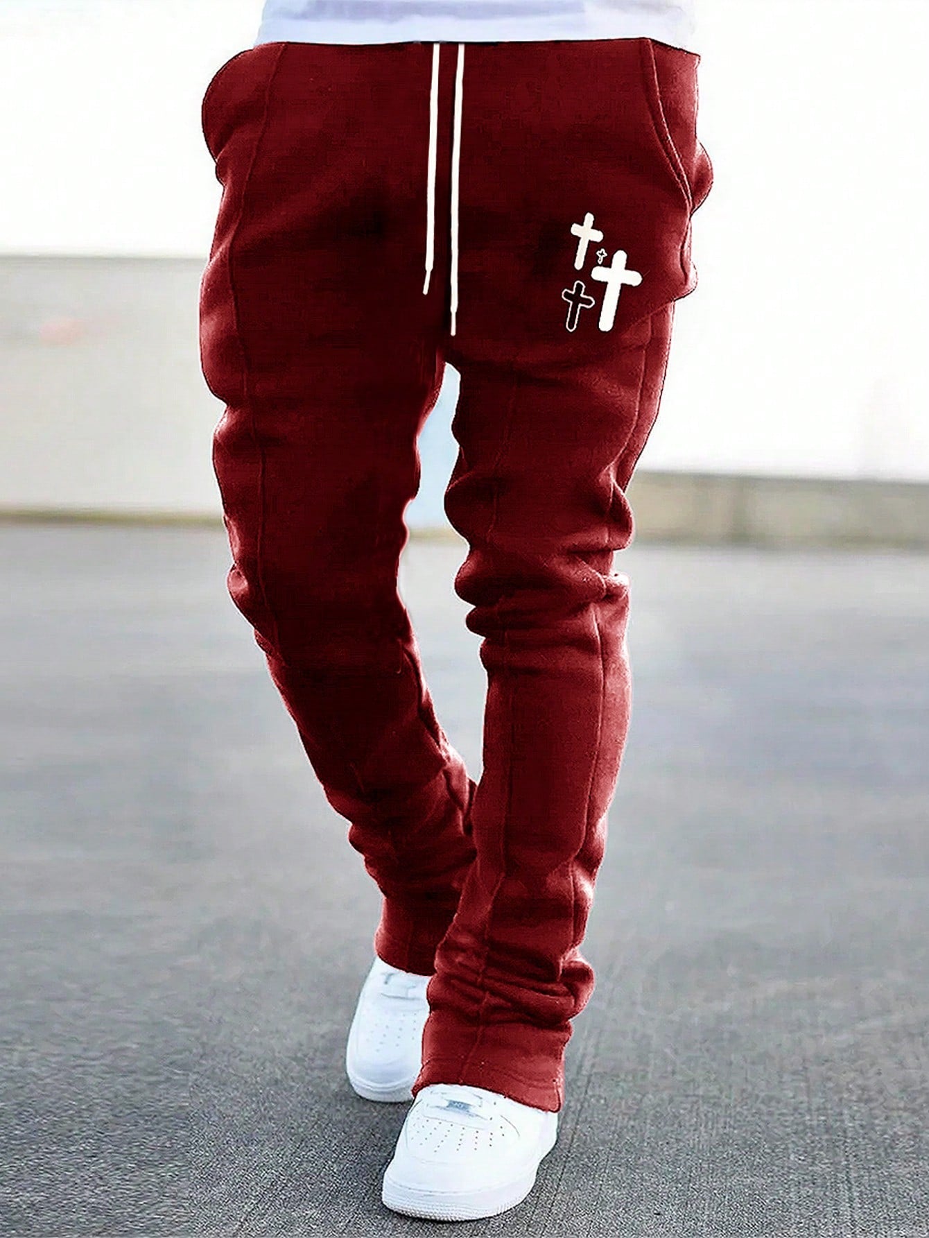 Men's Cross Printed Drawstring Jogger Pants