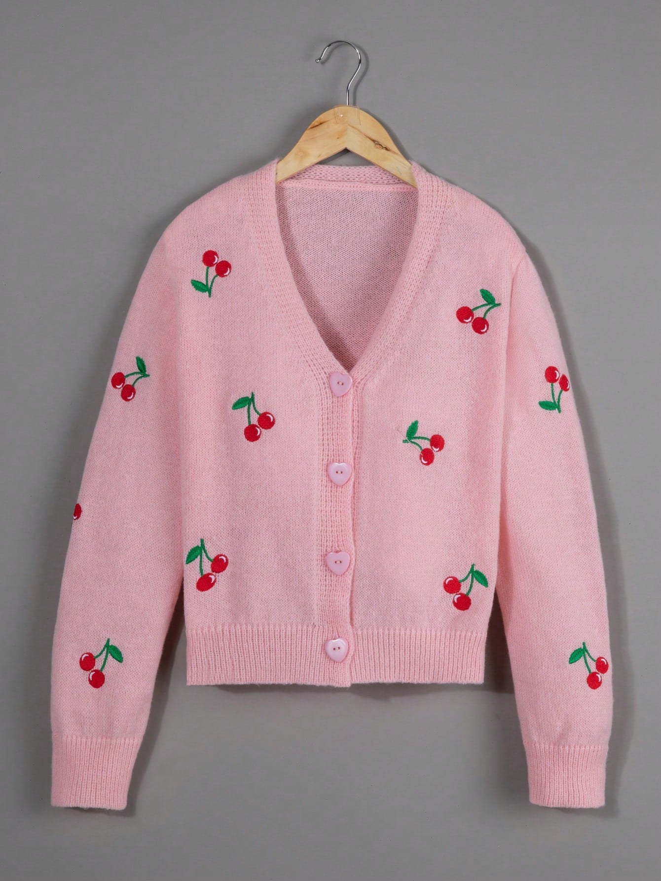 Teen Girls' Cherry Pattern Cardigan