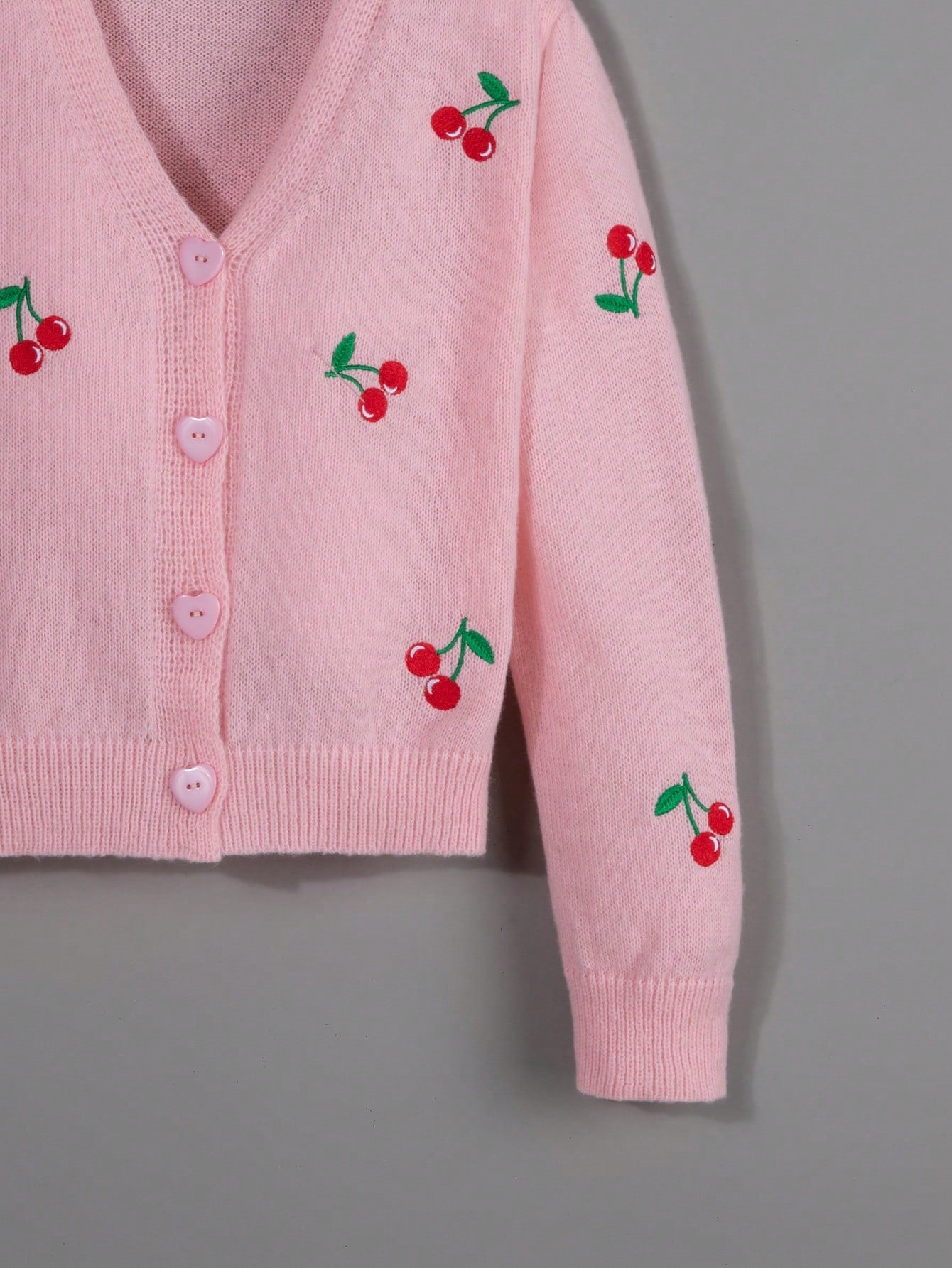 Teen Girls' Cherry Pattern Cardigan