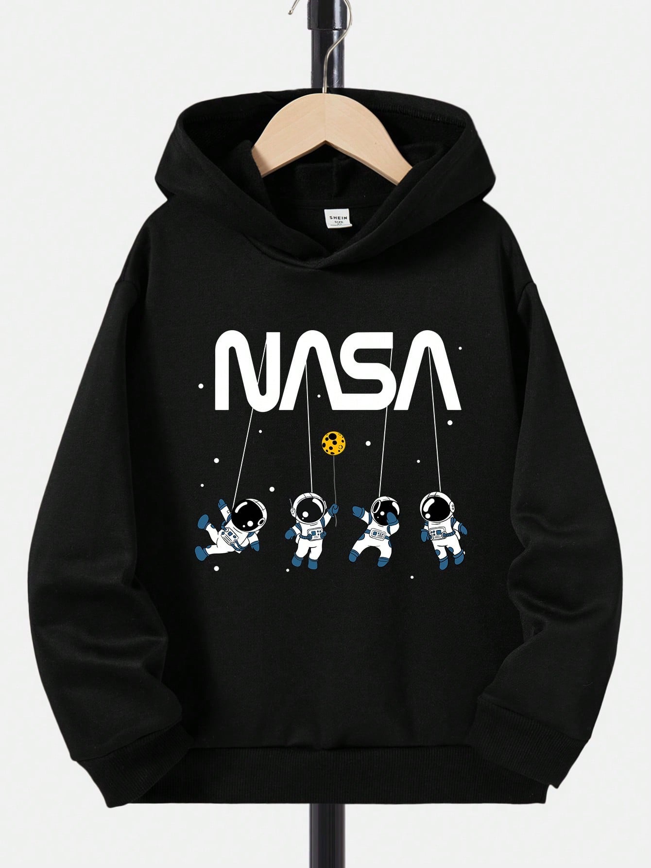 Teen Boys' Casual Astronaut Letter Print Hooded Fleece Sweatshirt