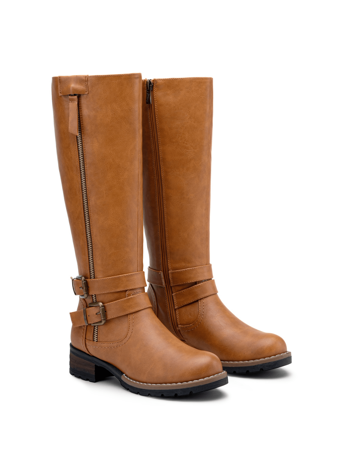 Womens' 9660 Knee High Boots, Tall Riding Boots with Outer Decorative Zipper