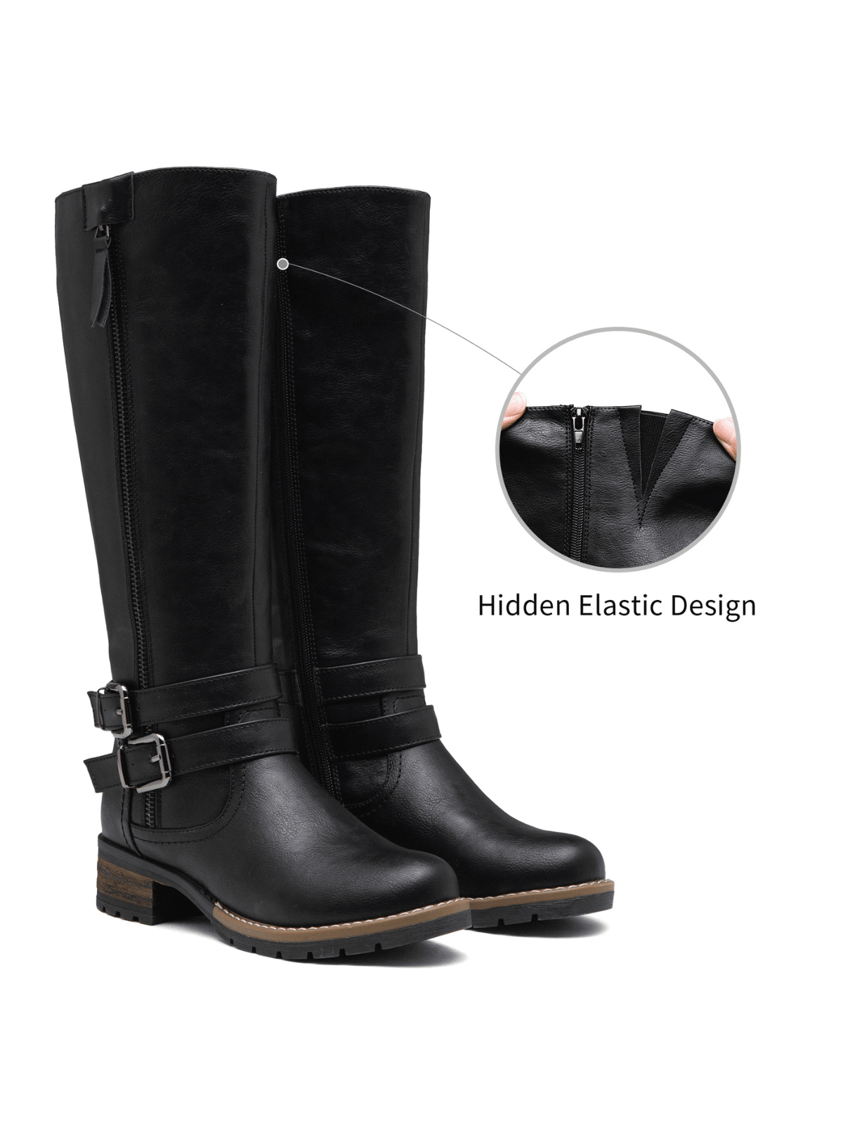 Womens' 9660 Knee High Boots, Tall Riding Boots with Outer Decorative Zipper