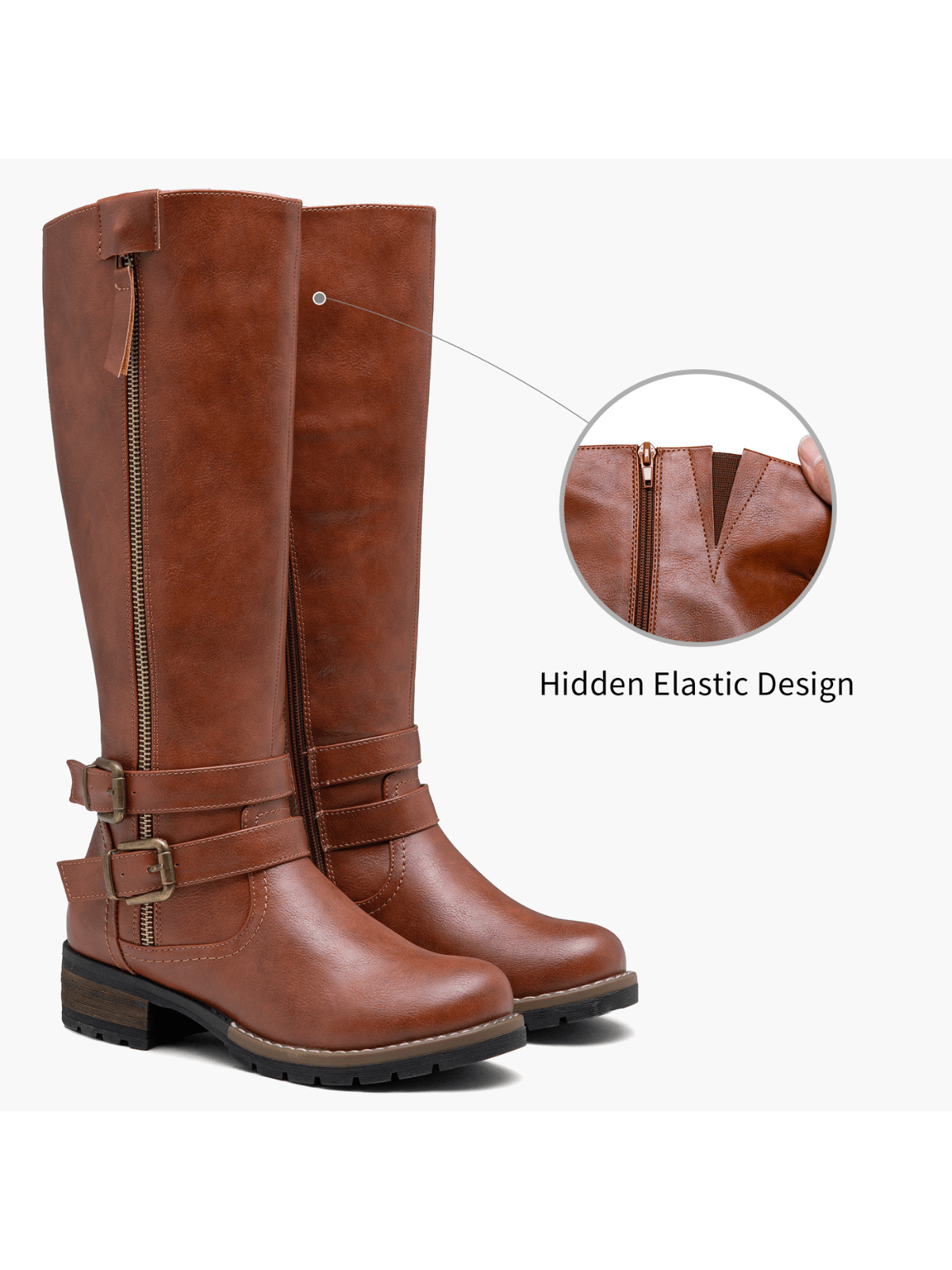 Womens' 9660 Knee High Boots, Tall Riding Boots with Outer Decorative Zipper