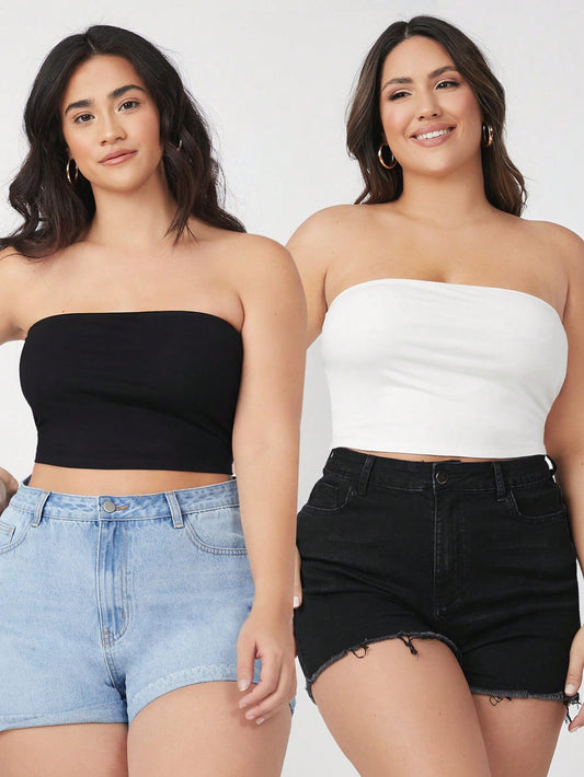 Plus 2 Pack Crop Tube Top