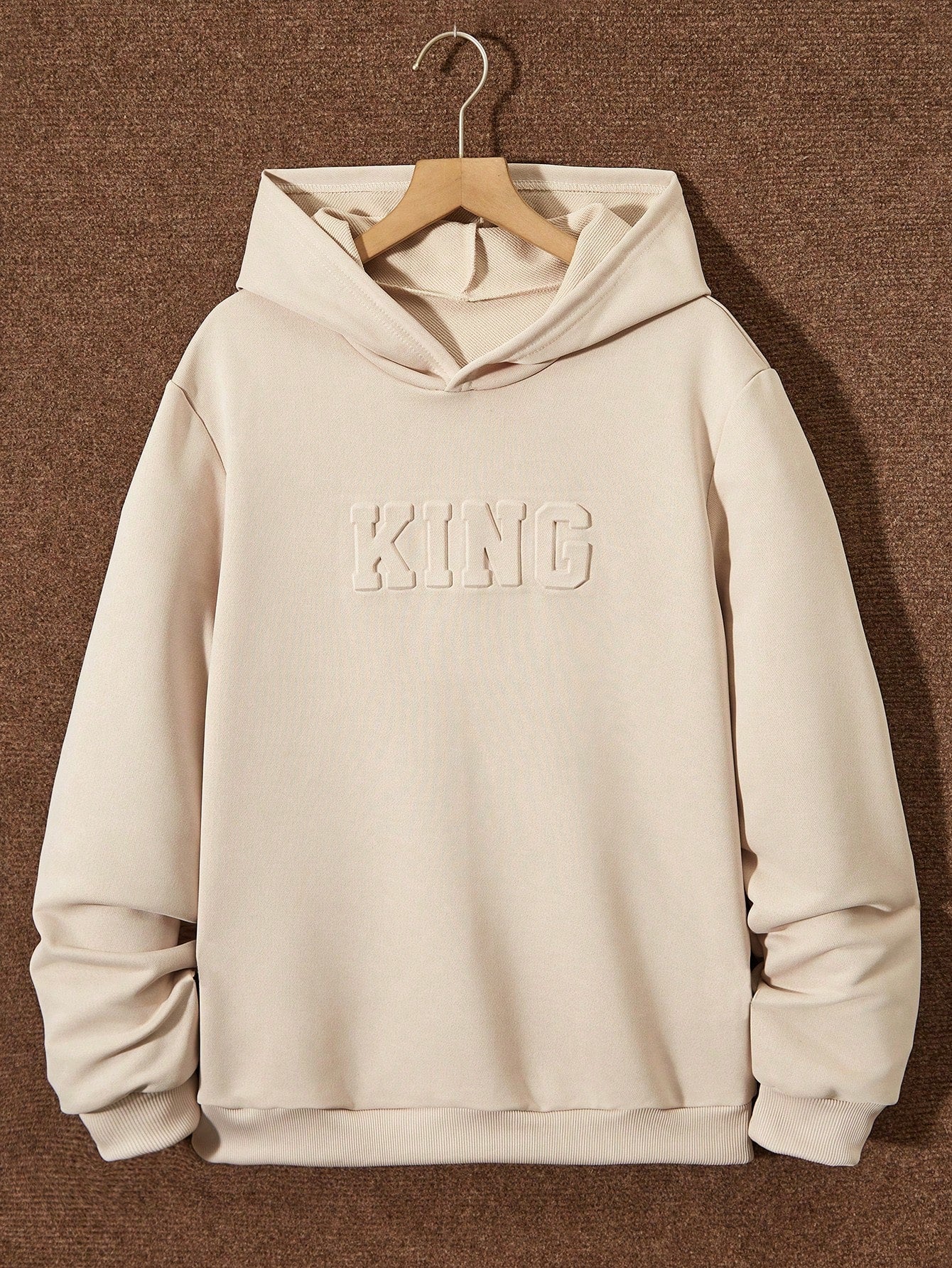 Teen Boys' Casual Hooded Sweatshirt With Embossed Letter Print