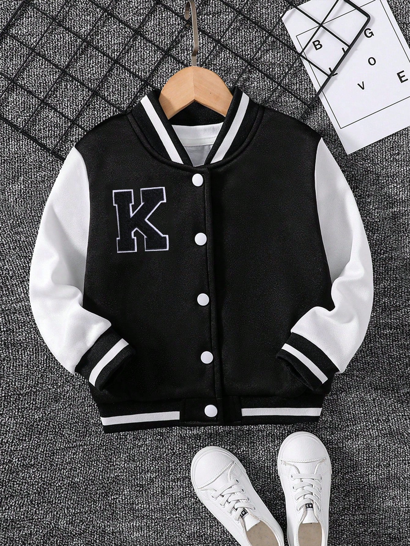 Young Boy Letter Flocking Campus Jacket