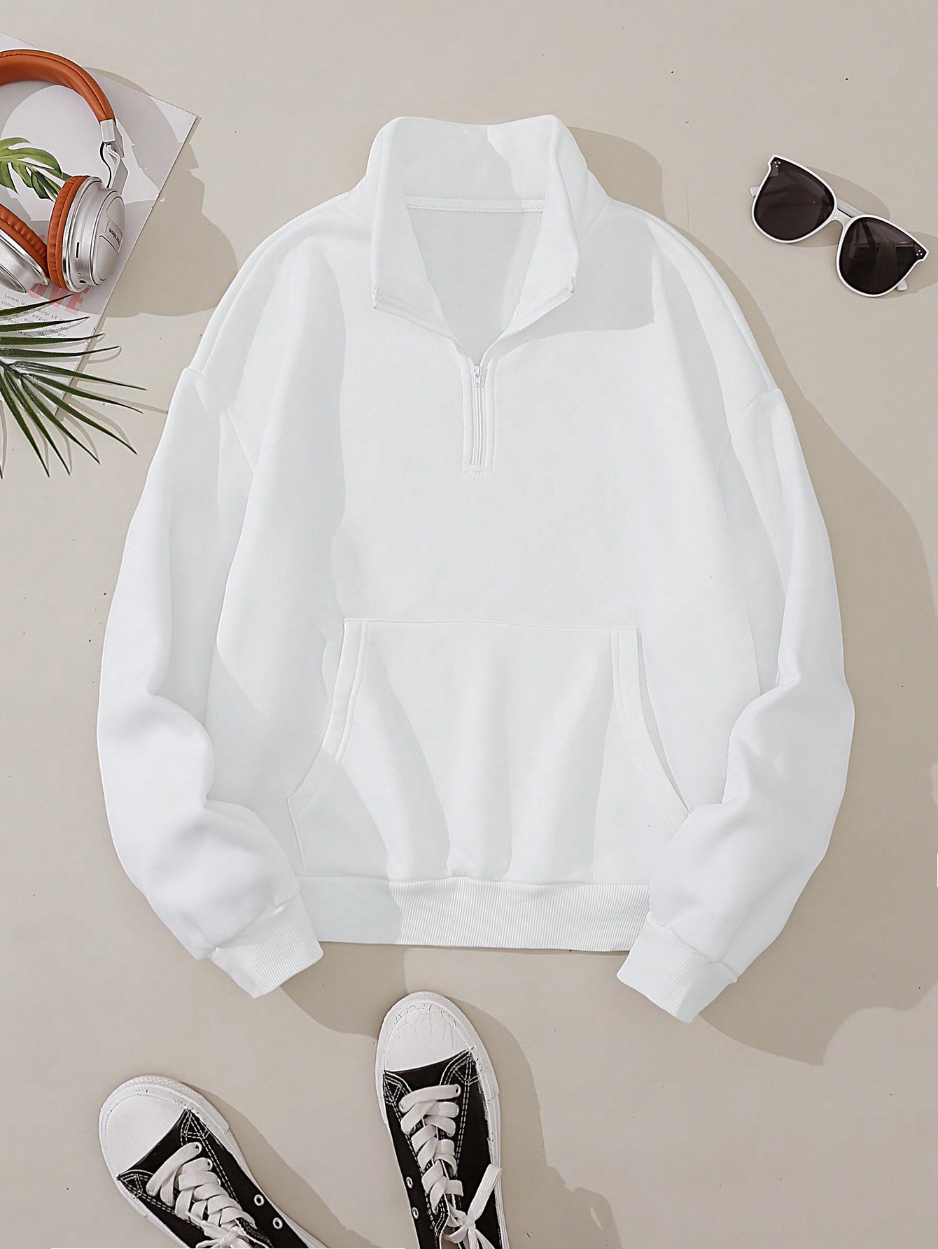 Half Zip Kangaroo Pocket Sweatshirt