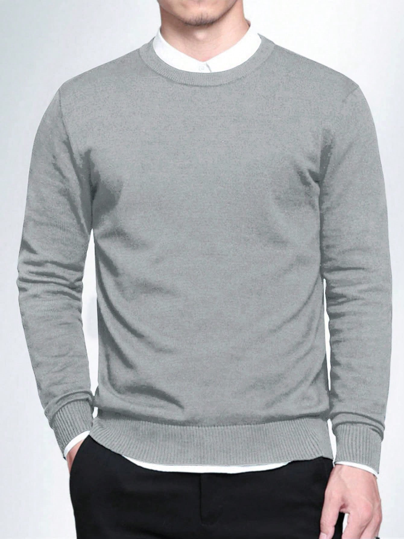 Men Solid Round Neck Sweater