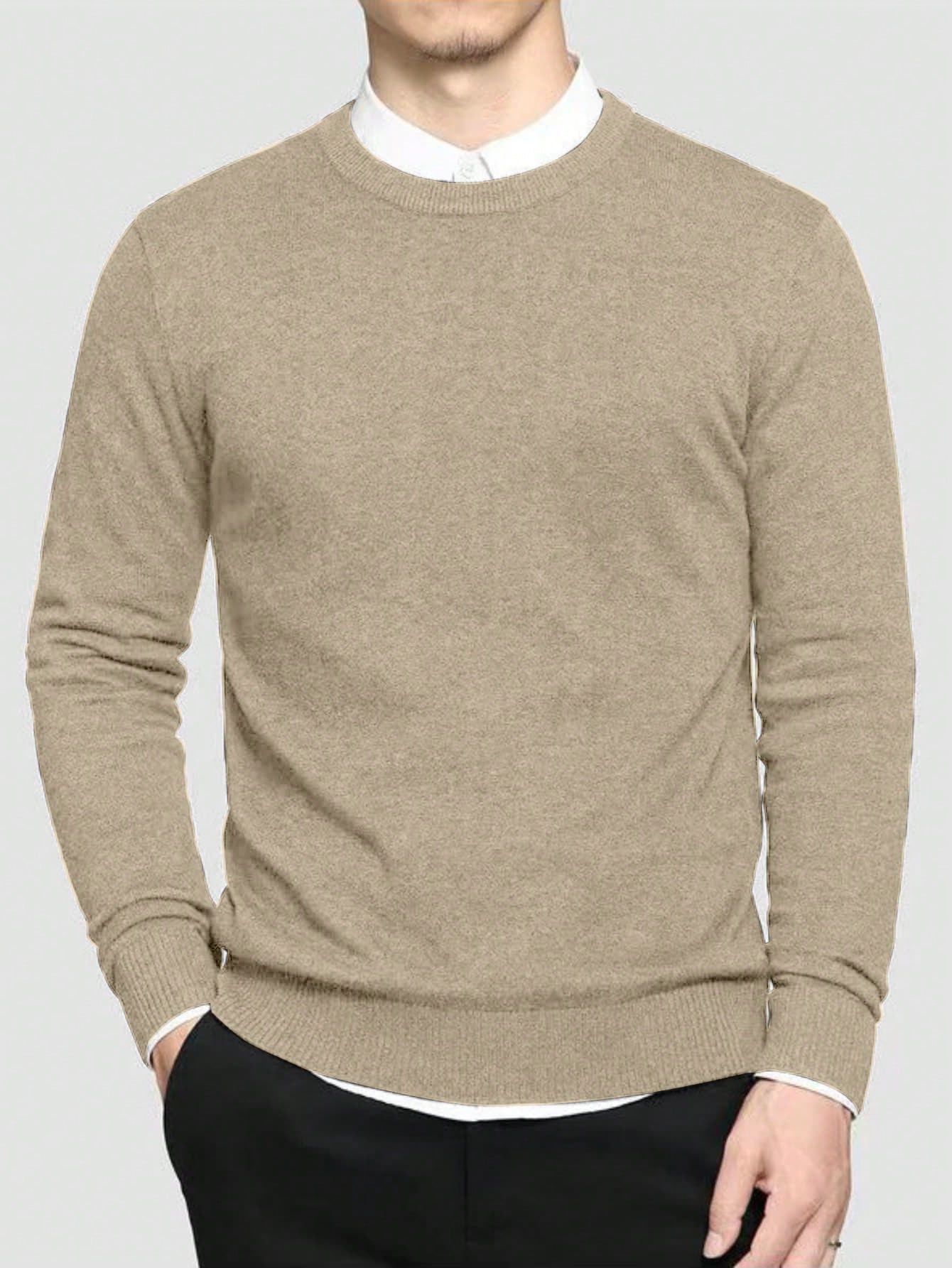 Men Solid Round Neck Sweater