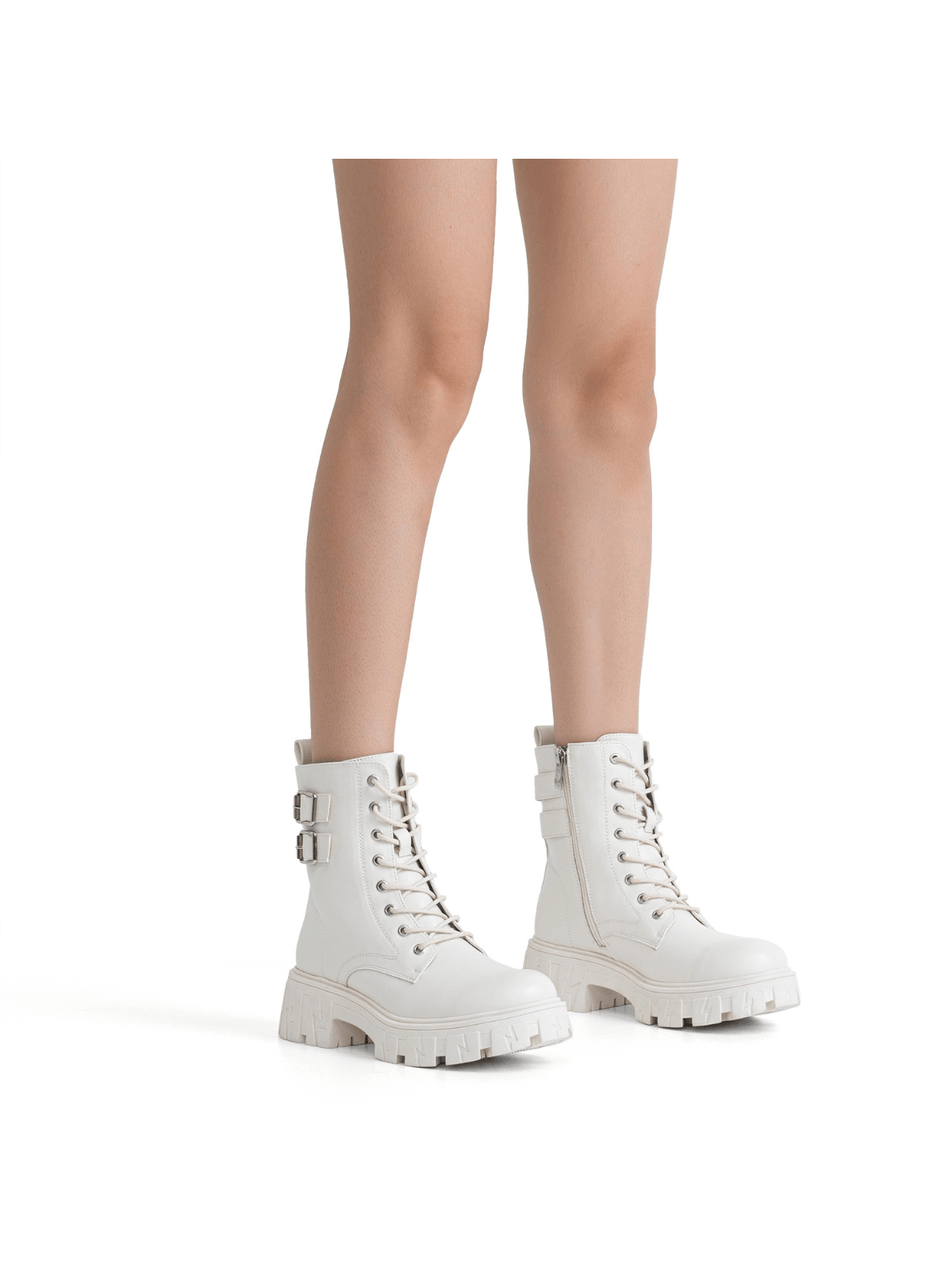 Women's 9612 Combat Boots, Platform Ankle Booties Lace-Up Lug Sole Inner Zipper