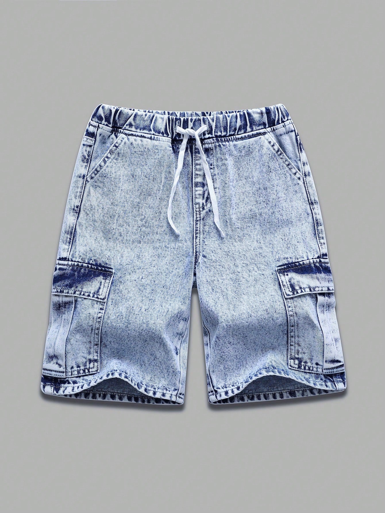 Tween Boy Straight Leg Drawstring Waist Utility Denim Shorts