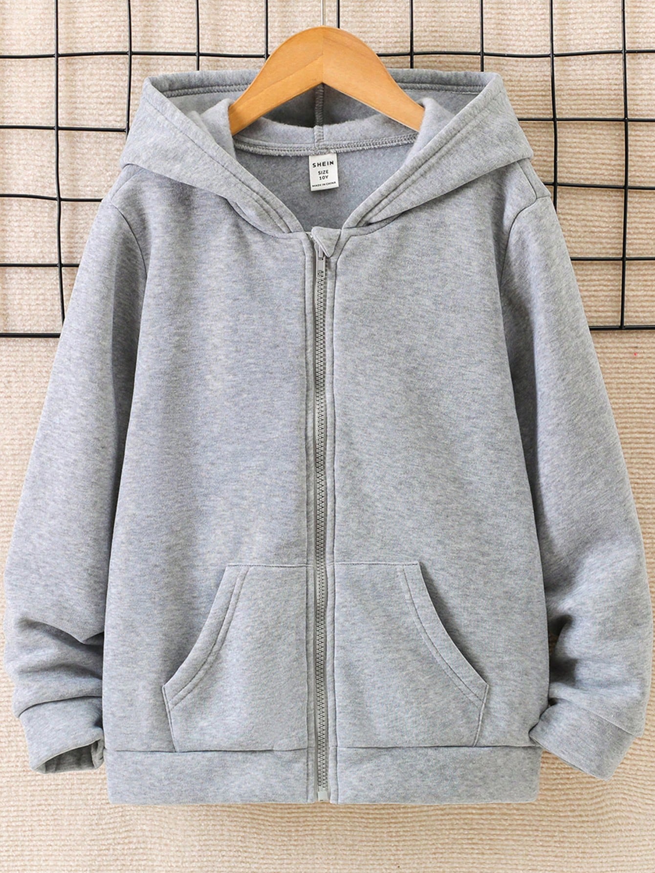 Tween Boy's Solid Color Fleece Lined Zip-Up Hoodie, Fall/Winter