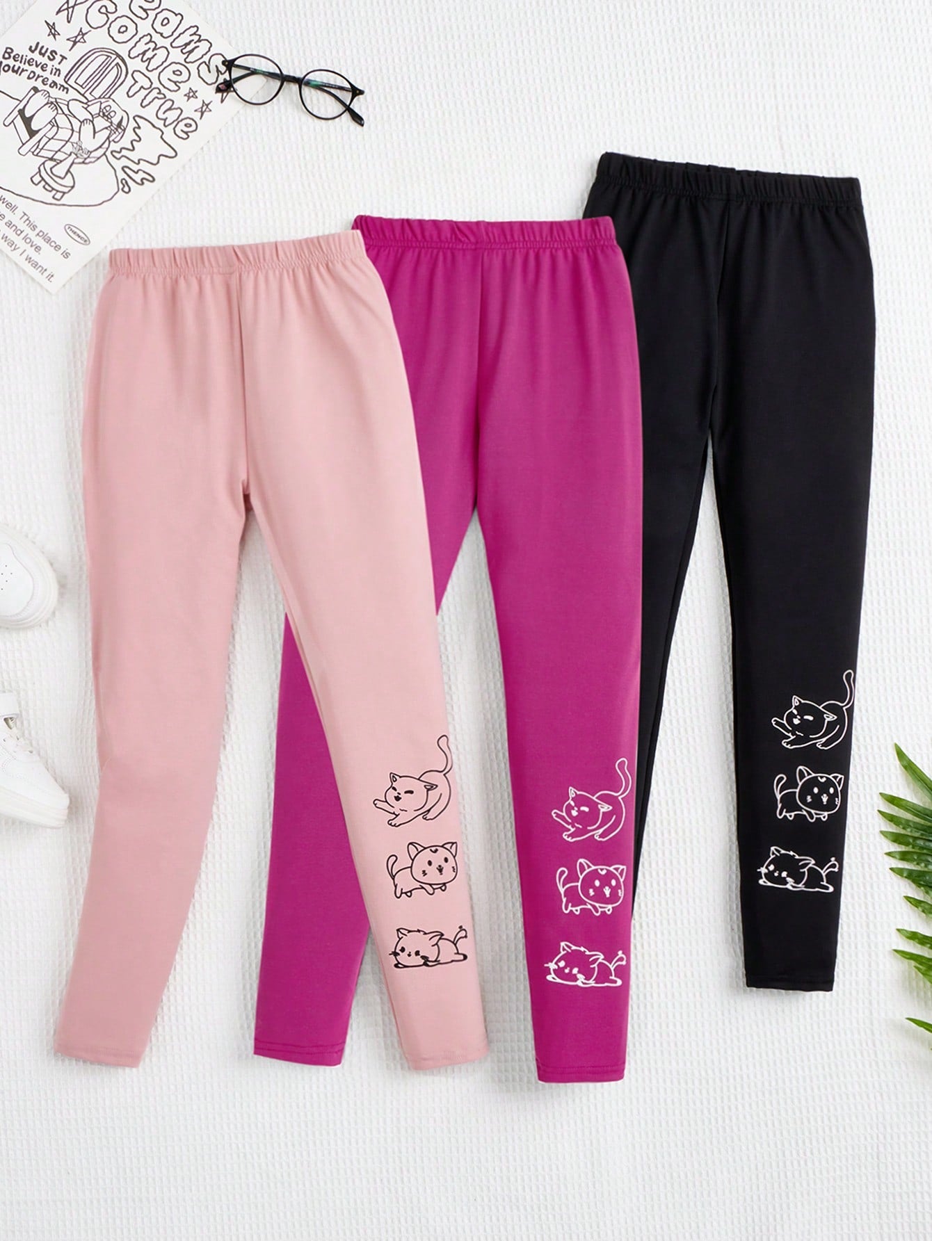 Tween Girl 3pcs Cartoon Graphic Leggings