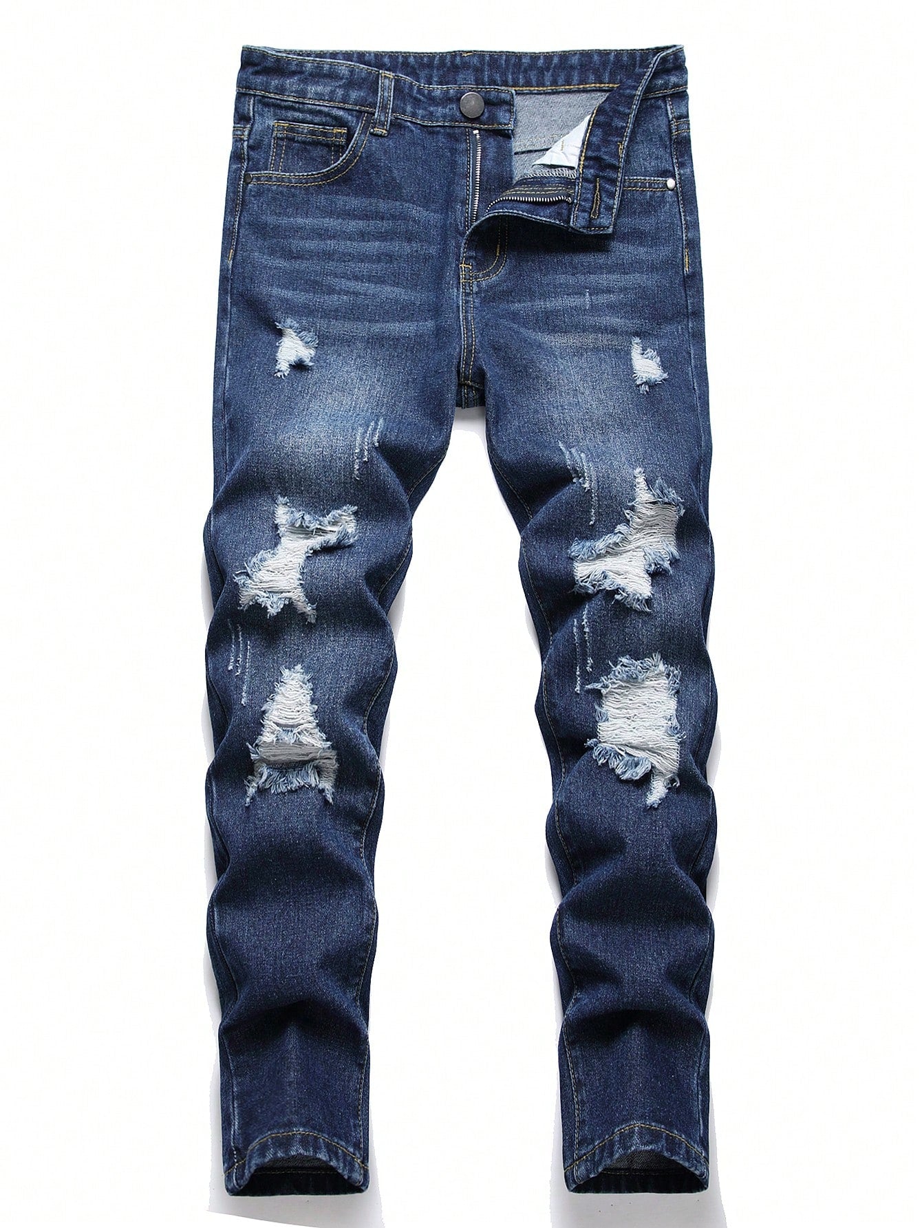 Teen Boy Distressed Cat Whisker Design Jeans