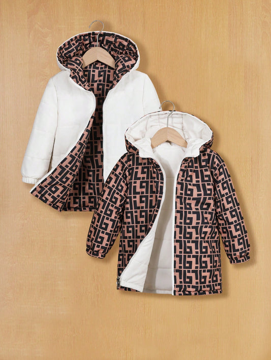 Little Girls' Reversible Hooded Padded Coat