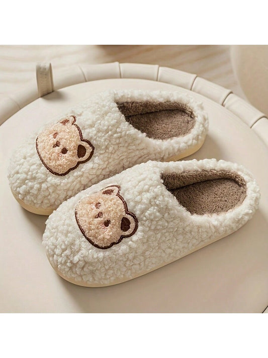 Autumn/Winter Plush Slipper With Half-Covered Toes, Anti-Slip & Warm House Shoes