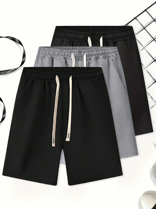 Men's Plus Size Solid Color Drawstring Waist Shorts