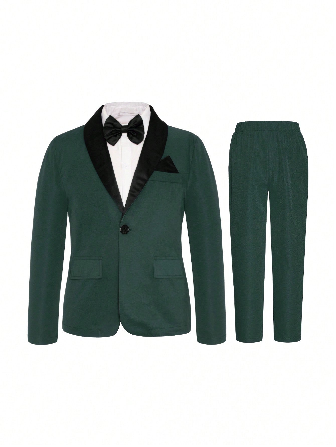 Tween Boy Color Block Shawl Collar Gentleman Suit