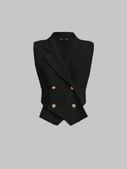 Concert Date Night Tops Women's Lapel Double Breasted Vest Suit Jacket