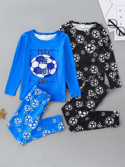 Young Boy 2pcs/Set Football Printed Snug Fit Pajama Set