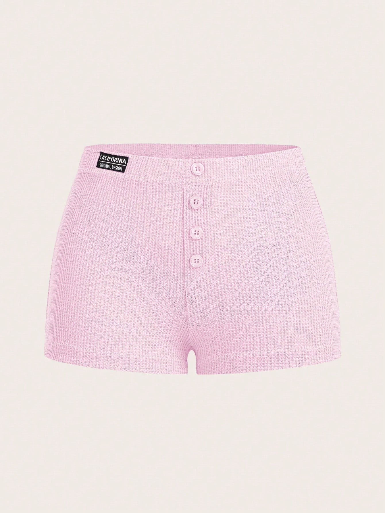 Letter Patched Detail Button Front Shorts