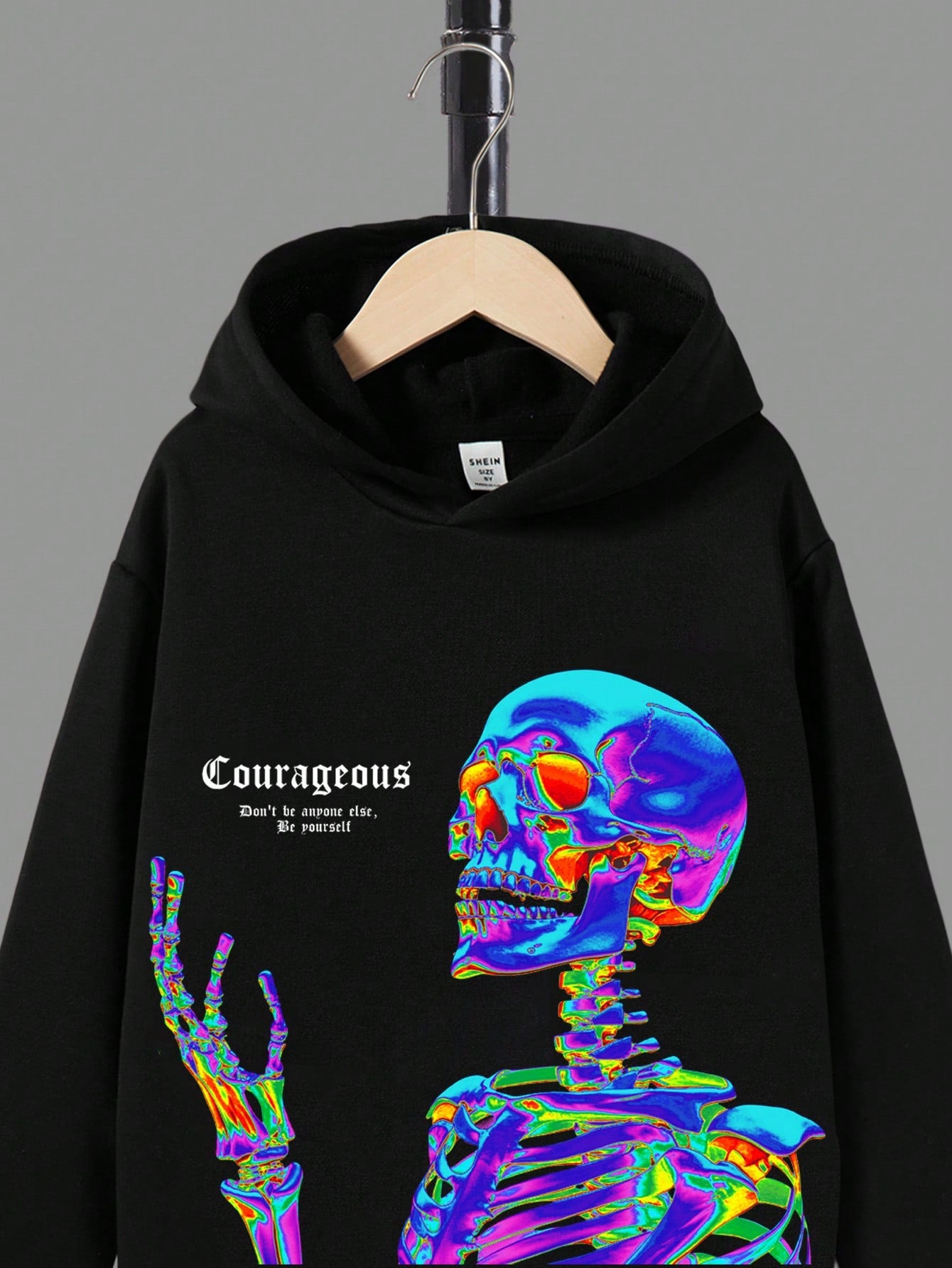 Teen Boy Skull & Slogan Graphic Hoodie