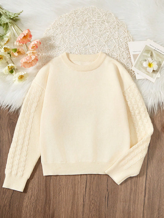 Boys' Casual Round Neck Sweater With Long Sleeves