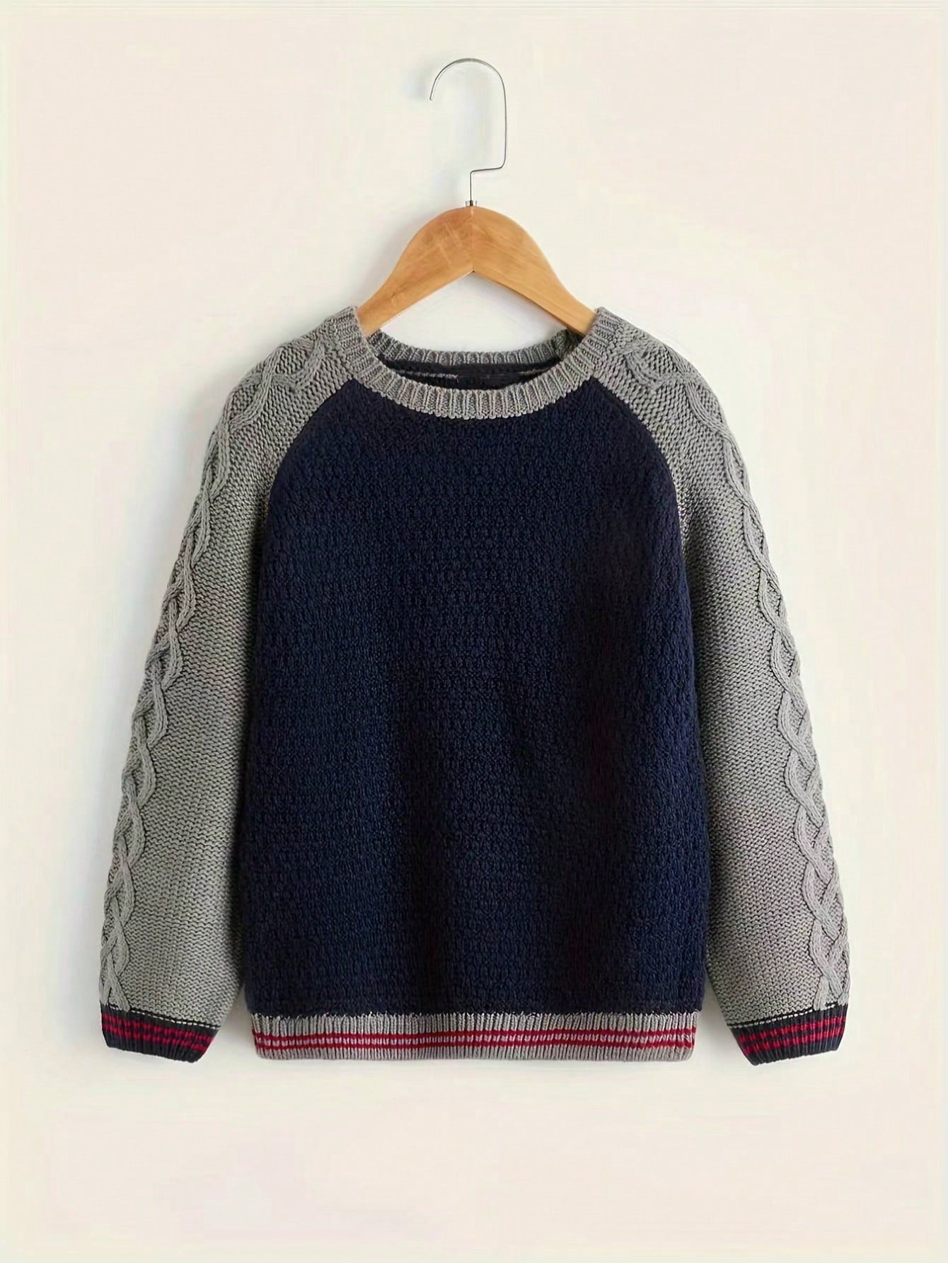 Baby Boy Contrast Raglan Sleeve Sweater