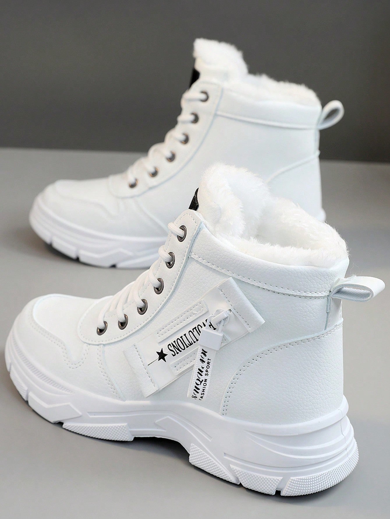 2024 New Women's  Boots, Winter Thermal Lined Thick High-Top Sneakers, Unisex Large Size Warm Anti-Slip Snow Ankle Boots